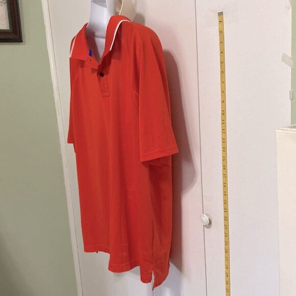 LANDS END Polo Golf Collared Shirt Orange with White Trim Mens XL - Picture 4 of 16